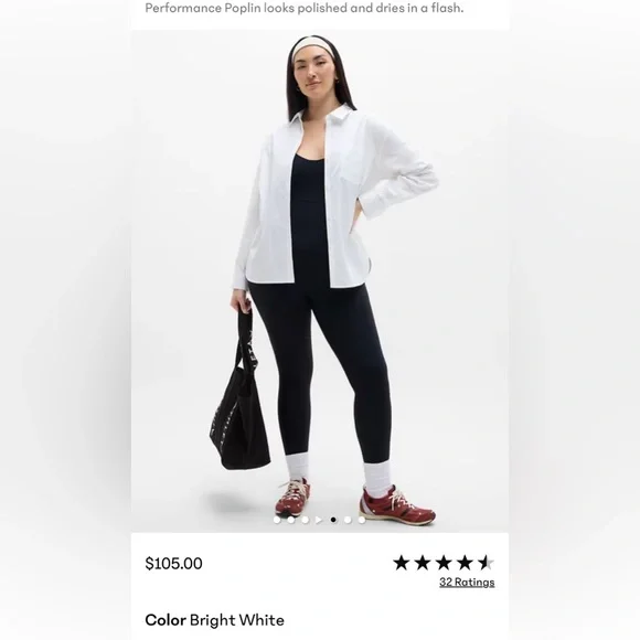 Athleta Navy Midday Relaxed Poplin Button-Down Long Sleeve Shirt, Women’s M - Picture 10 of 12